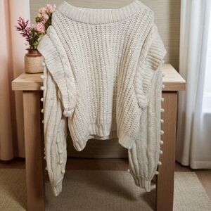 Farm Rio Braided Sweater Size X-Large Off-White Cream